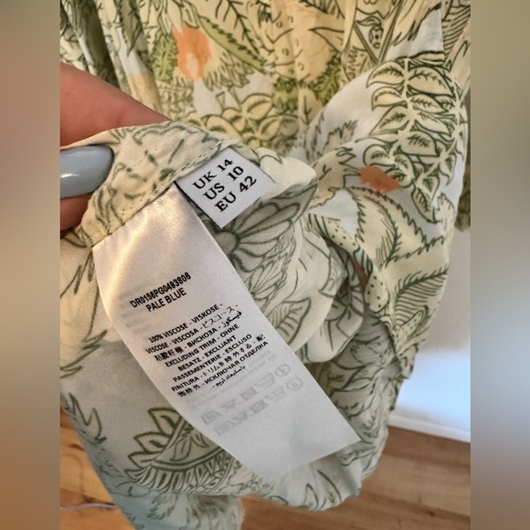 JW Anderson Asymmetric Shirt Dress Pale Blue Green Floral Size US 10 EUC - Picture 8 of 12